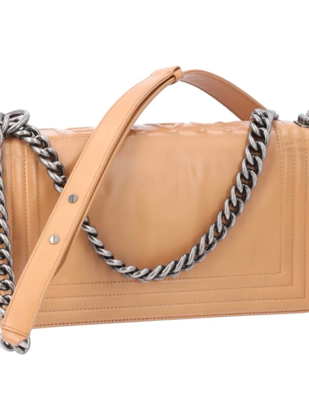 CHANEL BOY 25 MEDIUM GOLD BROWN RUTHENIUM HARDWARE